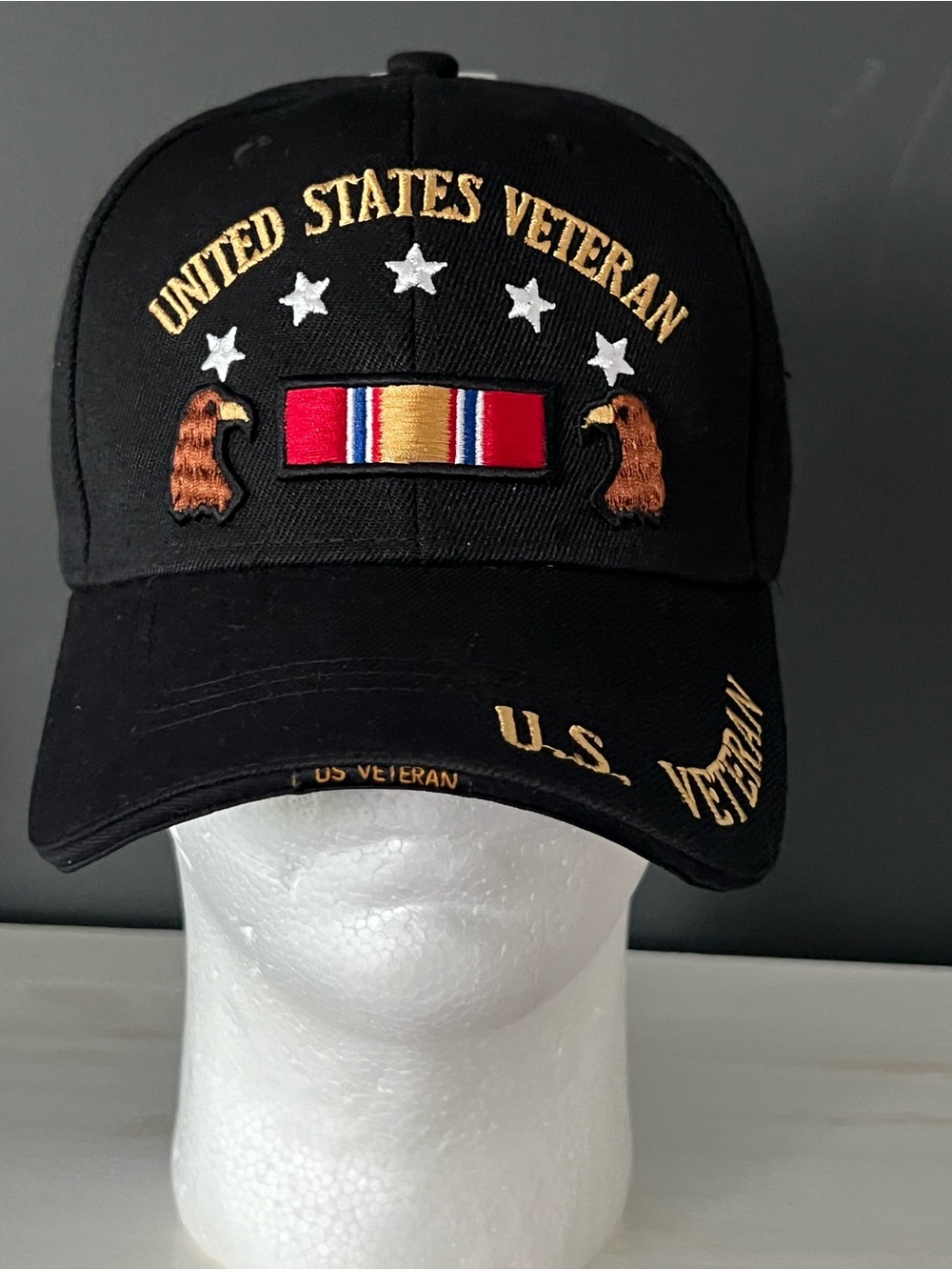 United States Veteran Embroidered Black Cap